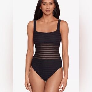 Lauren Ralph Lauren Women's Square Neck One Piece Swim Suit Black